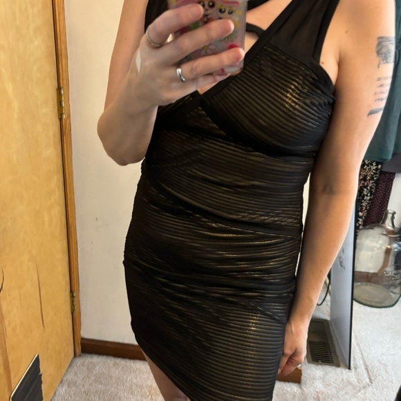 NWT BCBGmaxazria Sven Cross Strap Corseted Bandage Mini Dress - Picture 6 of 12